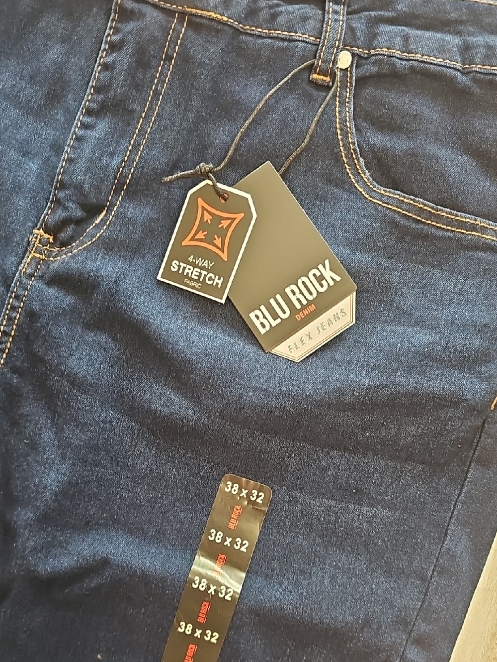 NWT Blu Rock Jeans Flex 4-way Stretch Dark Wash 38 x 32 Slim Fit - Picture 3 of 7